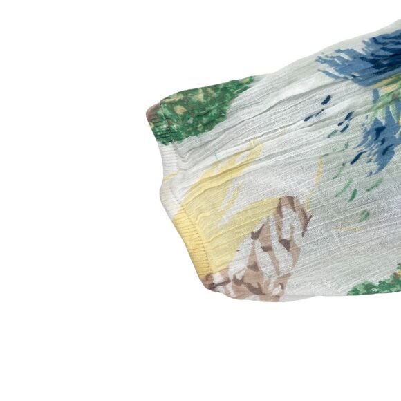 Chaps Blouse Top Womens Large Multi Tropical Print Sheer Off The Shoulder - Picture 3 of 14